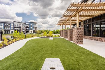 Outdoor green pet play area at Upper Vue Flats, Dublin, OH, 43016